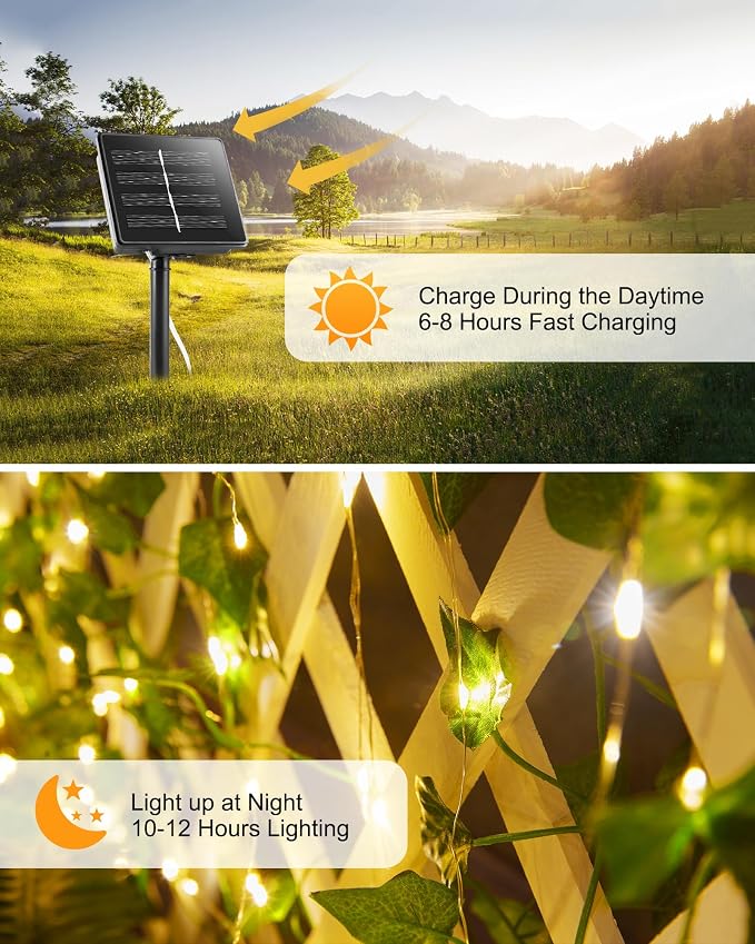 Brightown Solar Fairy Lights Outdoor, 2 Packs Total 66Ft Solar String Lights - Image 3