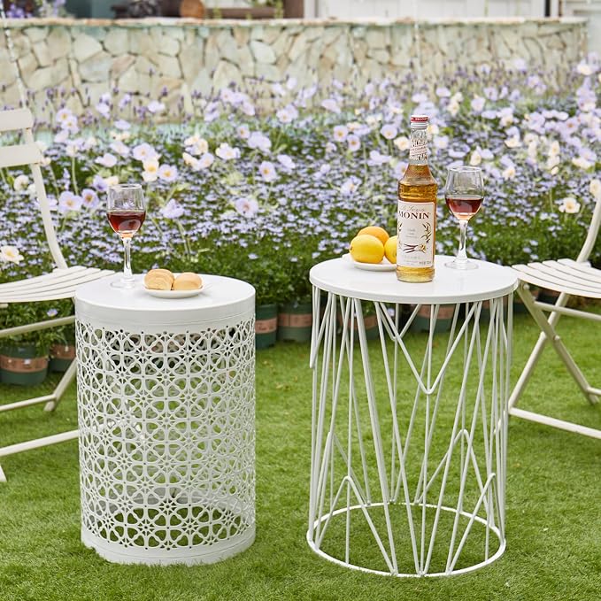 Y&M Set of 3 Heavy-Duty Round End Table, Side Table, Coffee Table - Image 4