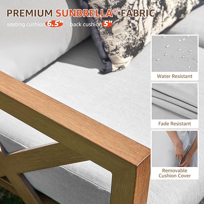 NATURAL EXPRESSIONS 6 Pieces Patio Furniture Sets, Sunbrella Outdoor Furniture - Image 2