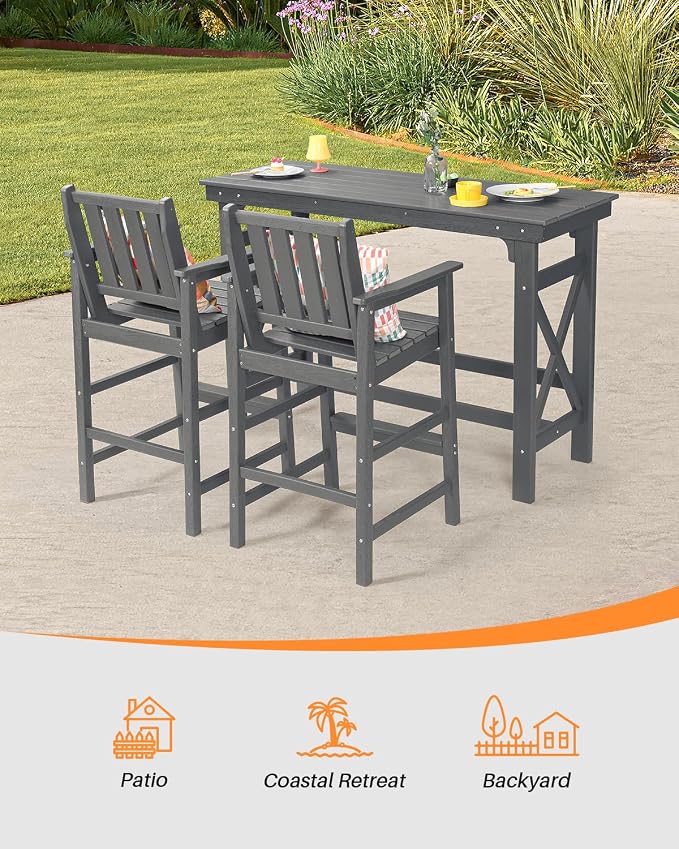 41" Outdoor Bar Table, HDPE Adirondack Outdoor Bar Table, All Weather Outside - Image 5