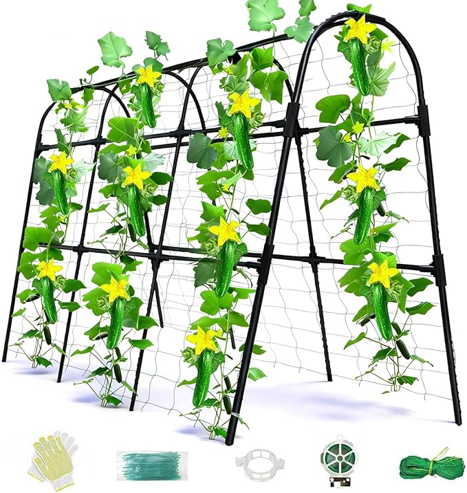 Cucumber Trellis for Raised Bed, U-Shape Garden Arch Metal Support for Climbing by Laodier