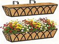 24 Inch Window Deck with Coco Liner, Fence Metal Hanging Flower Planter Window by YM