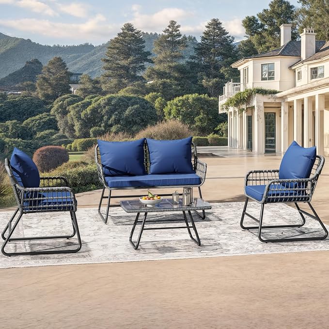 YITAHOME 4-Piece Patio Furniture Set, Wicker Outdoor Bistro Set, All Weather - Image 2