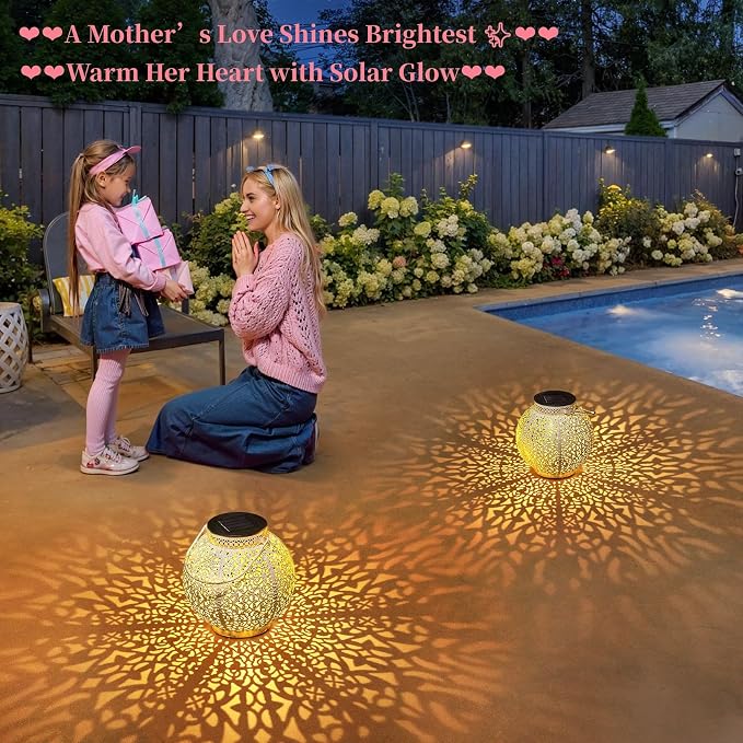 TAKE ME 2 Packs Solar Lanterns Lights Outdoor Waterproof Garden Laterns Metal - Image 2
