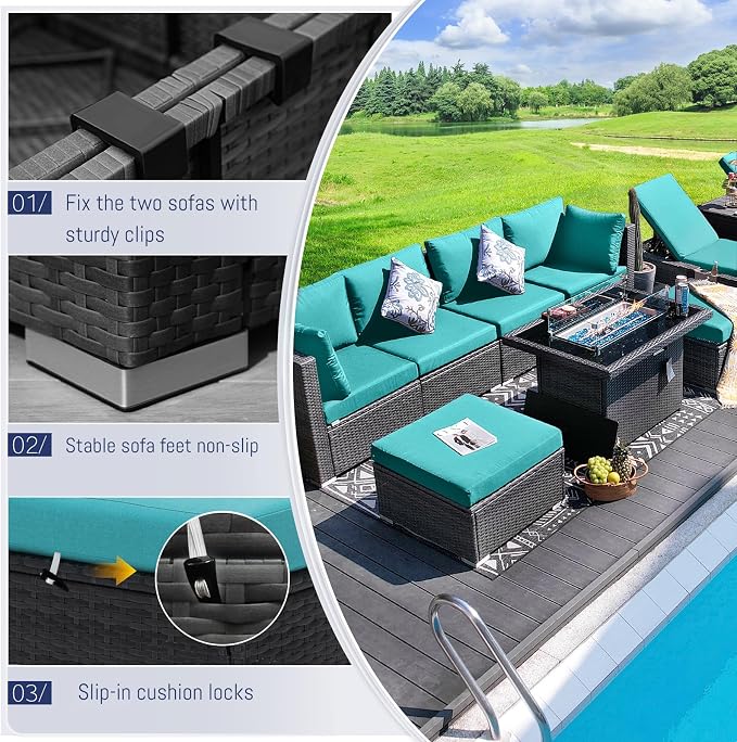 BULEXYARD 7 Piece High Back Outdoor Sectional Set - Image 6