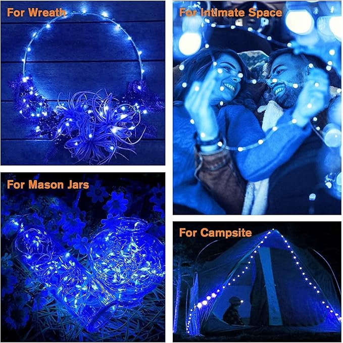 QITONG 4 Pack Solar Fairy Lights, Each 33ft 100 LED Blue Christmas String Light - Image 9