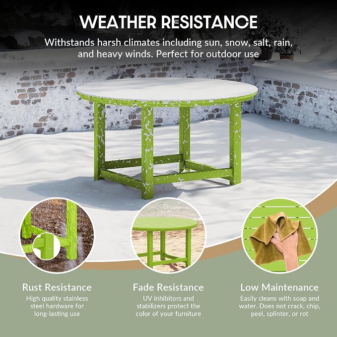 WestinTrends Malibu Low Outdoor HDPE Round Patio Coffee Table - Image 4