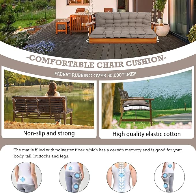 Outside Benches Cushion with Backrest, Thicken Waterproof Swing Cushions 2/3 - Image 2