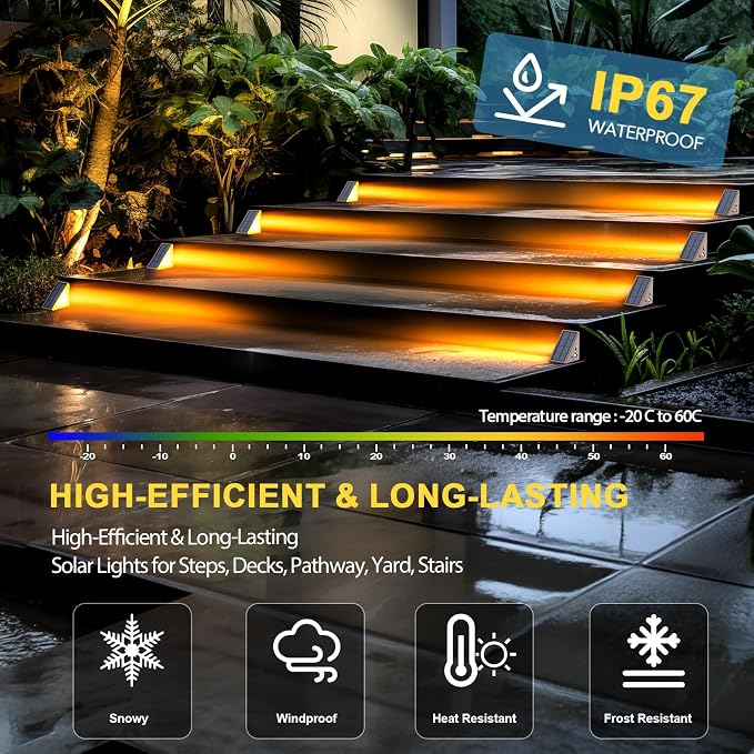 Solar Step Lights for Outside Waterproof IP67, Outdoor Stair Light 6 Pack - Image 4