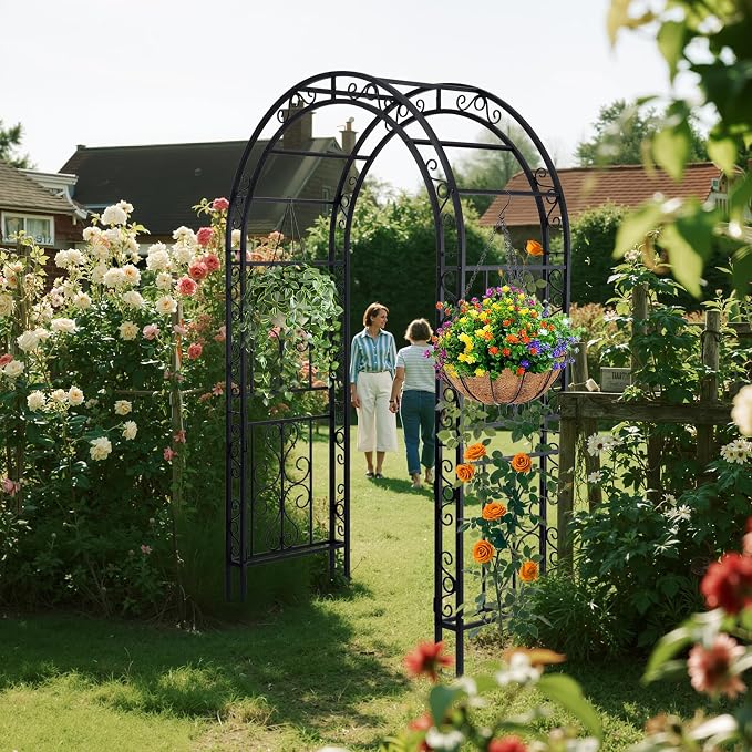 Garden Arch Arbor 83 Inches Tall, Heavy Duty Metal Iron Arbor - Image 8