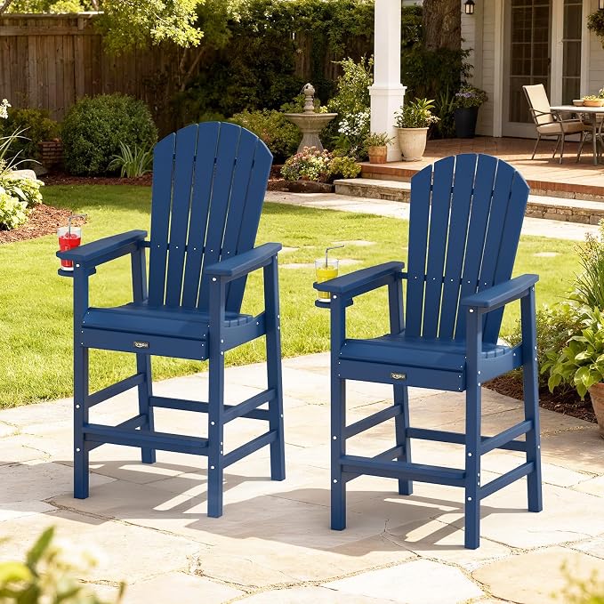 VINGLI Tall Adirondack Chairs Set of 2, All-Weather Plastic Adirondack Chair - Image 6