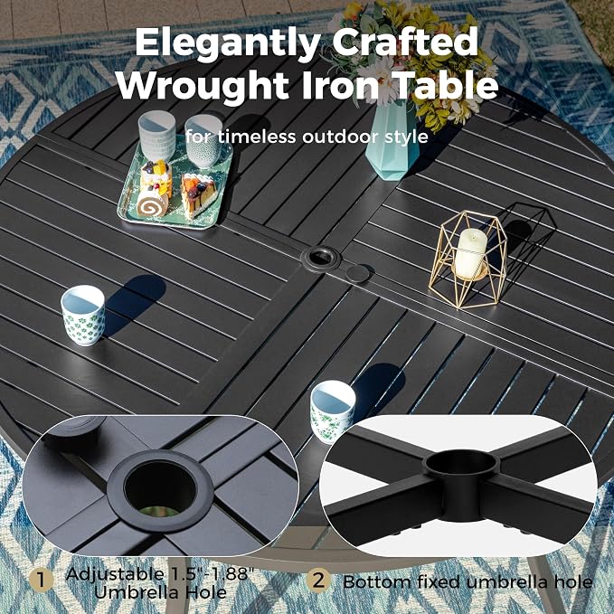 5 Pieces Round Outdoor Dining Set - Image 5