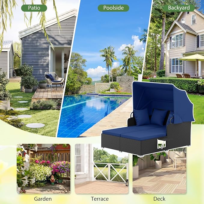 ORALNER Outdoor Daybed, 2-Person Wicker Patio Sofa - Image 7