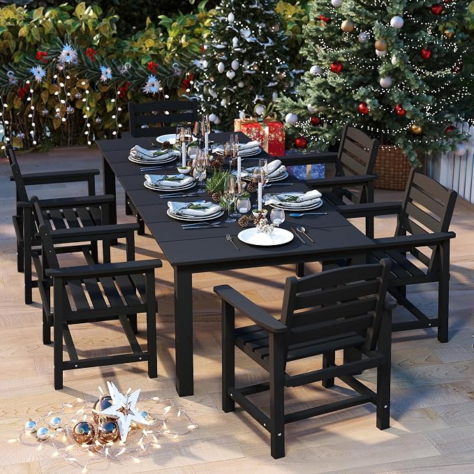 7-Piece Black Outdoor Dining Set - Image 9