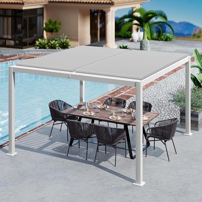 Kozyard Outdoor Louvered Pergola 12ft x 12ft Pergola Sun Shade All-Weather - Image 2