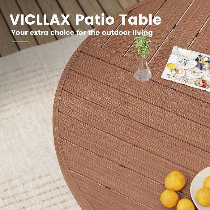 VICLLAX 60" Round Outdoor Table, Patio Dining Table - Image 6