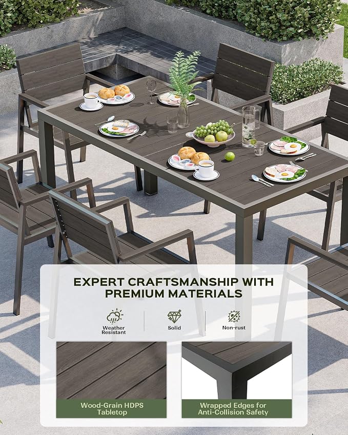 5-Piece Outdoor Dining Set, Aluminum Dining Table Set - Image 2