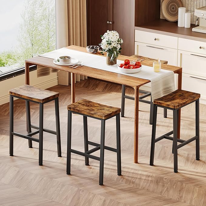 Homeiju Bar Stools, Counter Height Bar Stools Set of 2, 23.6 Inch Saddle Stools - Image 2