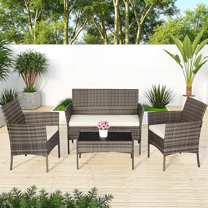 FDW Outdoor Patio Furniture Set Wicker Patio Set PE Rattan Furniture Bistro Set - Image 2