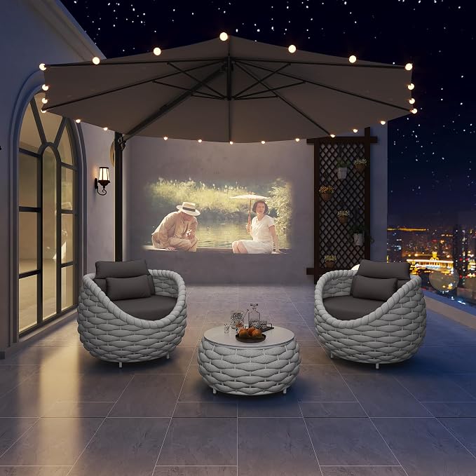 TWT 2 Pieces Patio Furniture Aluminum Armchair, All-Weather Teslin Rope Outdoor - Image 6