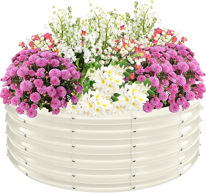 17" Tall Elevated Round Metal Rised Garden Bed- 4'x4' in Size and 0.8MM Thick by TBMLC