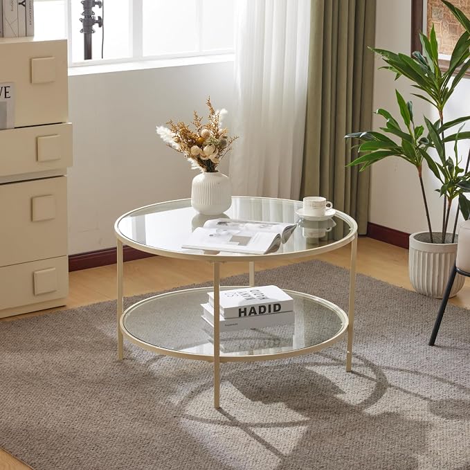 VINGLI Glass Coffee Table, Transparent Glass Coffee Tables - Image 7