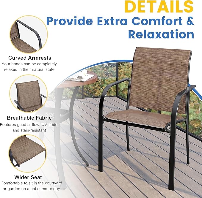 VICLLAX Patio Dining Set for 8, Outdoor Furniture Set Includes 53" Round Patio - Image 5