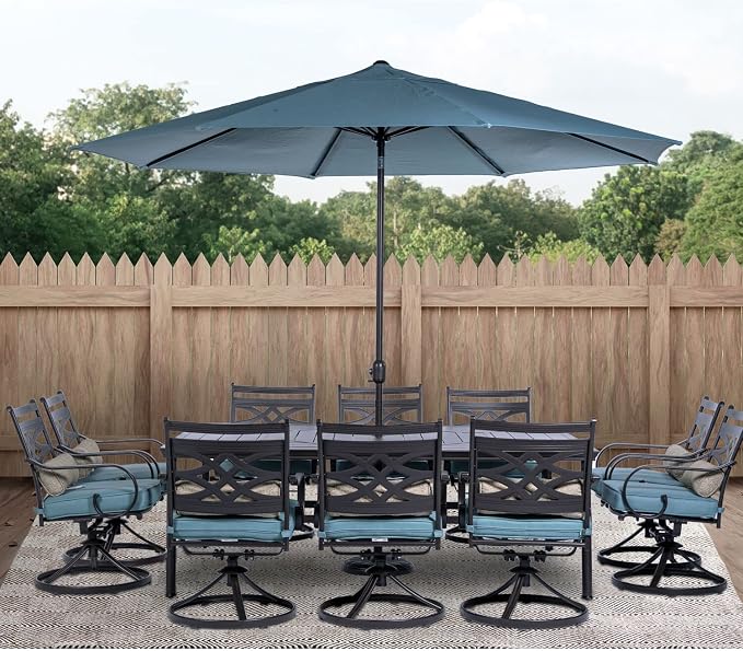 Hanover Montclair 11-Piece All-Weather Outdoor Patio Dining Set, 10 Swivel - Image 2