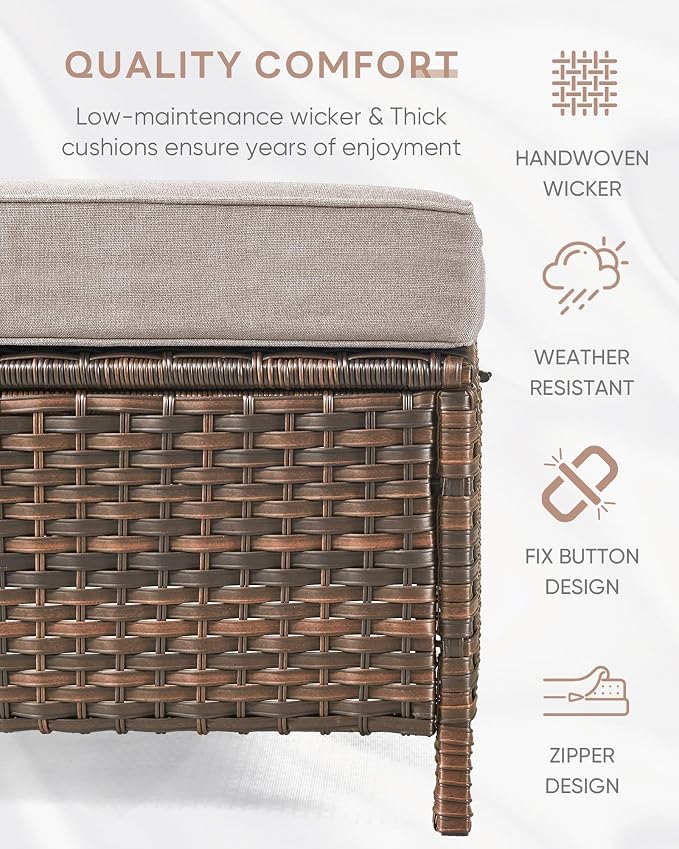 Patio Ottoman Outdoor Wicker Side Table - Image 4