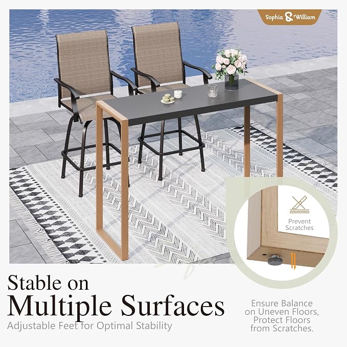 Sophia & William Outdoor Bar Set, Patio Bar Table and Chairs Set, Bar Height - Image 3