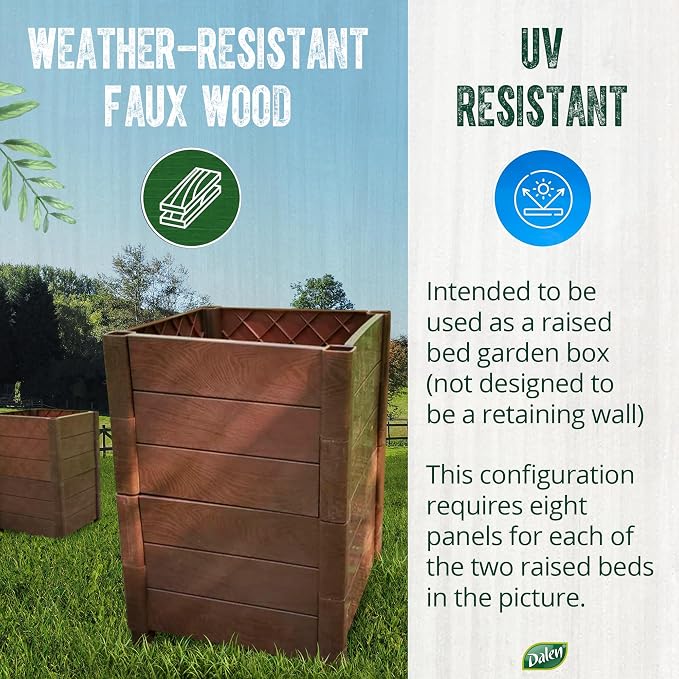 Dalen Modular Raised Bed Garden – Faux Wood – 4 Panel Starter Pack – Makes - Image 2