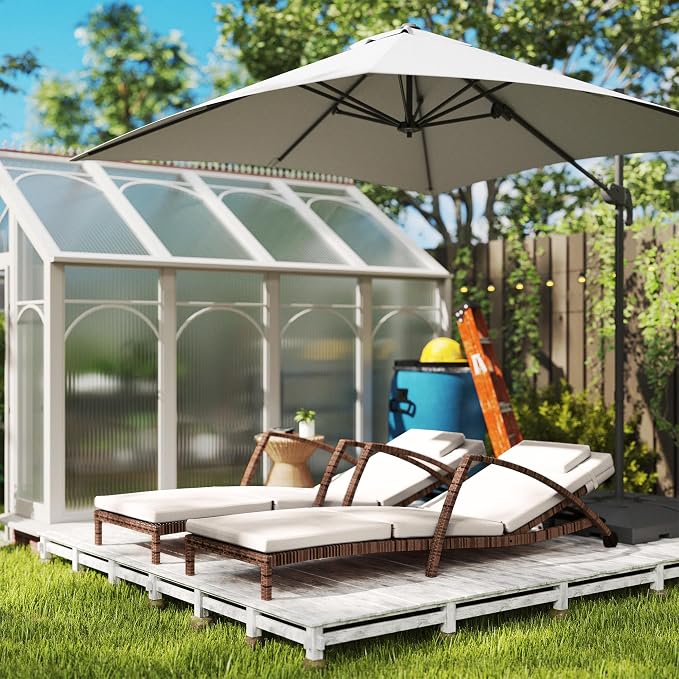 Outsunny Wicker Chaise Lounge Chair Outdoor Set of 2, 5-Position Adjustable - Image 9
