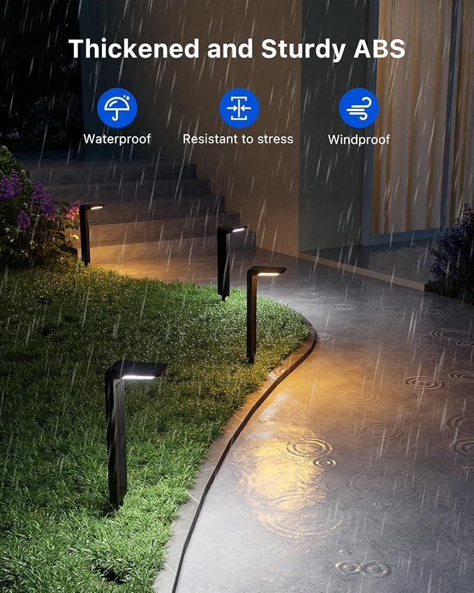 6 Pack Color Changing Solar Pathway Lights Outdoor Waterproof 20 LED Solars - Image 5