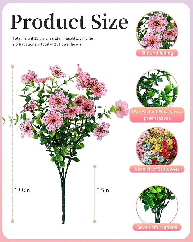 Faux Flowers for Outdoor Planters 16 Bundles UV Resistant Artificial Fake - Image 6