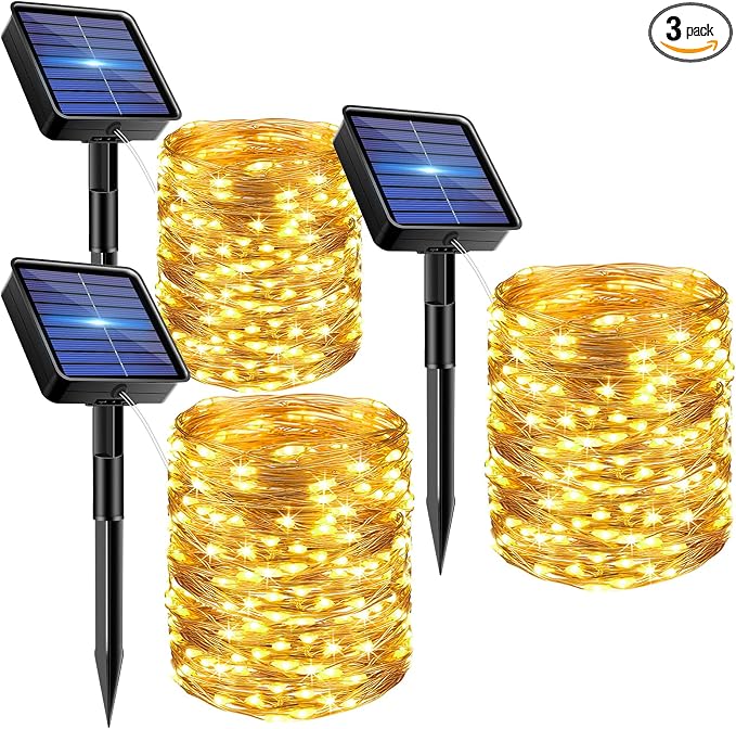 3 Pack Solar Fairy Lights for Outside Waterproof, Total 147FT 450 LED Solar by bitjam