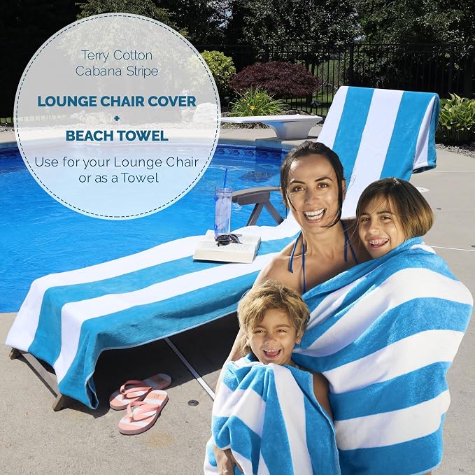 Superior Cabana Cotton Lounge Chair Cover, Outdoor Towel/Chaise Furniture Covers - Image 5