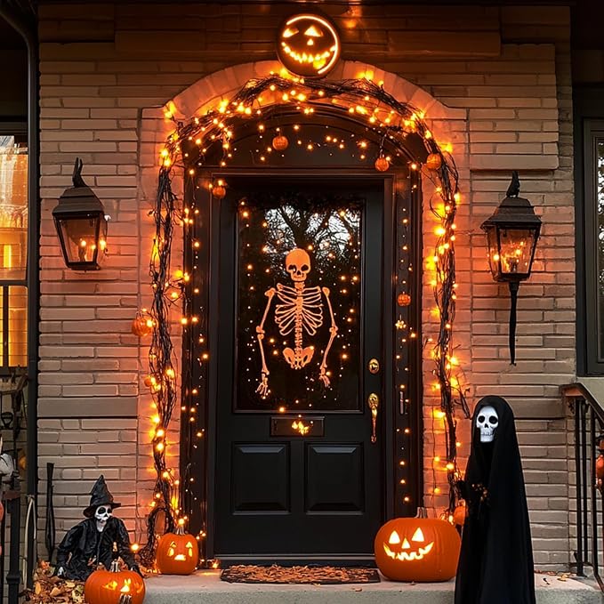 JMEXSUSS 4 Pack Solar Halloween Lights, Total 400 LED 132 FT Orange Solar - Image 5