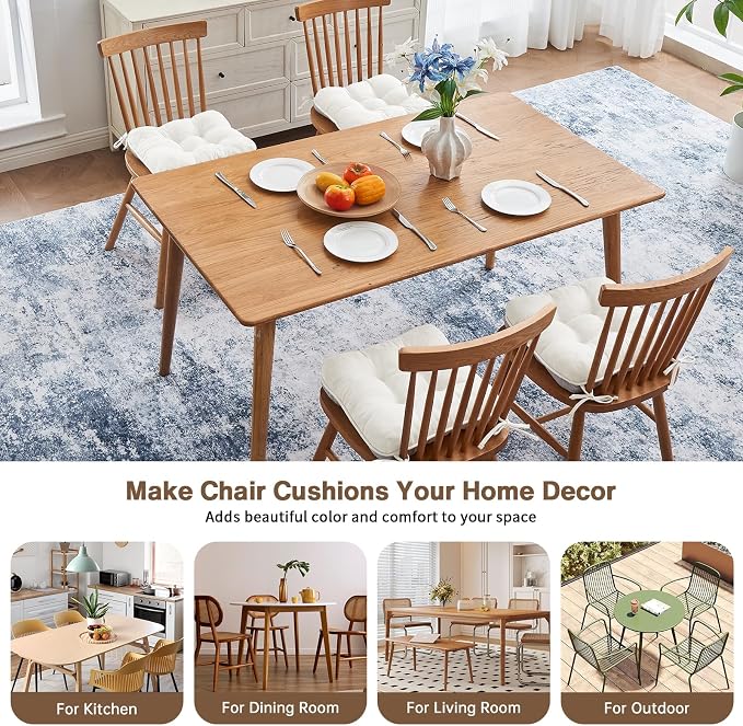 BETU White Chair Cushions for Dining Chairs Set of 4, 3.5" Thick Kitchen Table - Image 5
