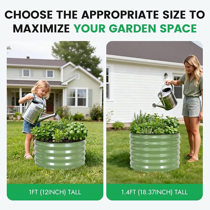 INNO STAG 3 Pcs Round Galvanized Raised Garden Bed — 2×2×1ft Planter Box - Image 8