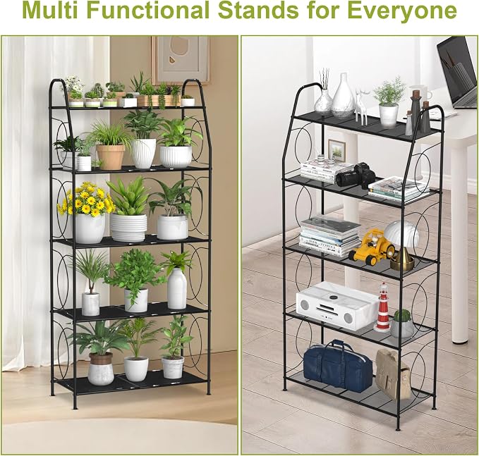 5 Tier Plant Stand Indoor Outdoor, Heavy Duty Plant Shelf, Metal Mesh Tall - Image 5