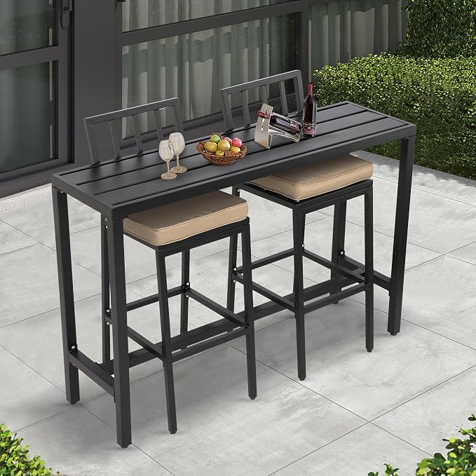 Outdoor Patio Bar Set, Bar Height Patio Dining Set, Weather-Resistant Bistro - Image 5