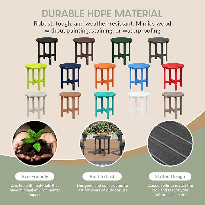 WestinTrends Dylan Adirondack Round Outdoor Side Table - Image 6