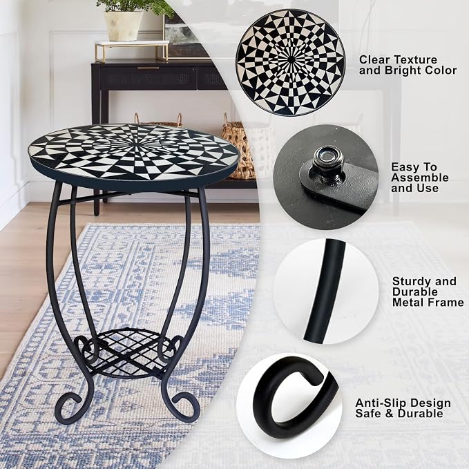 LIFFY Outdoor Side Table, Indoor Small Decorative Plant Stand & End Table - Image 4