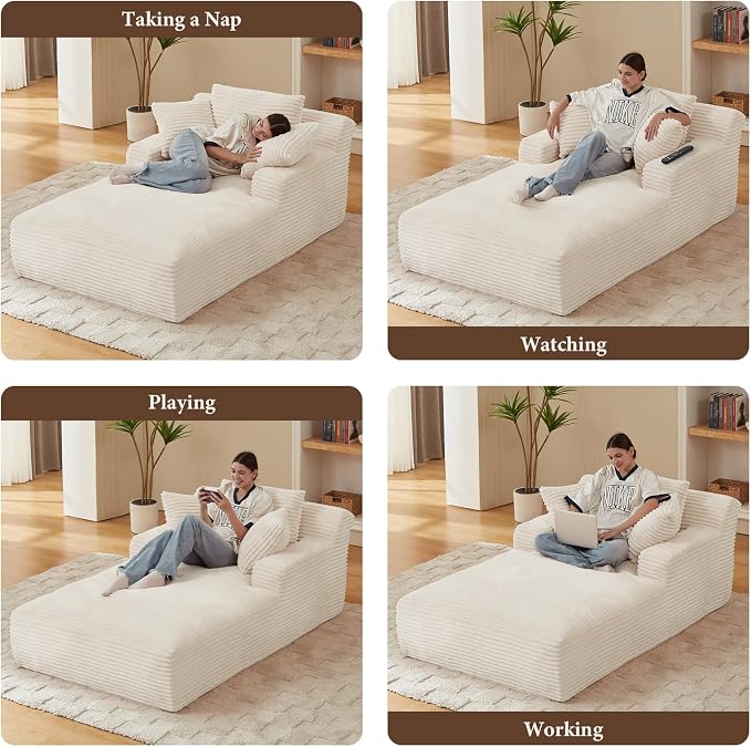 78.7" Chaise Lounge Chair Indoor, Oversized Boneless Couch Comfy Upholstered - Image 6