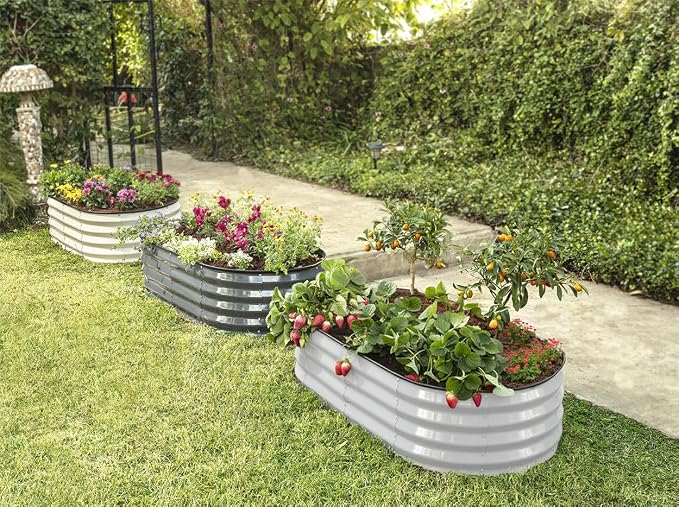 Plant & Plot Galvanized Raised Garden Beds Outdoor // 4×2×1 ft Planter Raised - Image 6