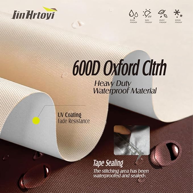 JinHrtoyi Patio Coffee Table Cover, 48Wx28Dx16H Inches 100% Waterproof Heavy - Image 5