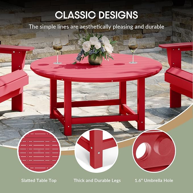 WestinTrends Malibu Low Outdoor HDPE Round Patio Coffee Table - Image 8