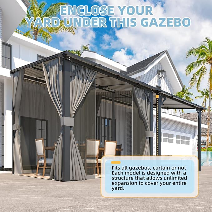 AECOJOY 8' X 8' Gazebo for Patio, Small Wall-Mounted Lean to Pergola 8x8 Gazebo - Image 6