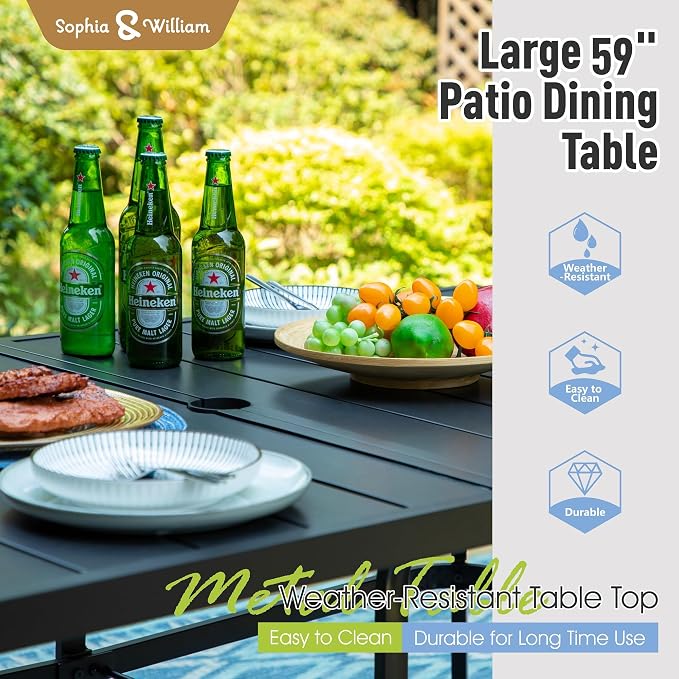 Sophia & William 7 Pieces Patio Dining Set Outdoor Metal Furniture Set - Image 6