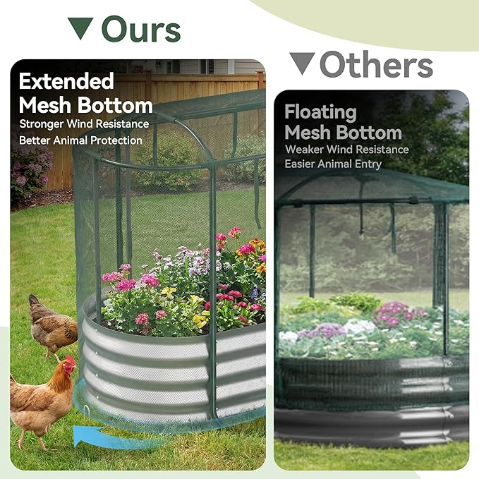 Raised Garden Bed with Self-Watering System, Oval Galvanized Raised Beds - Image 3